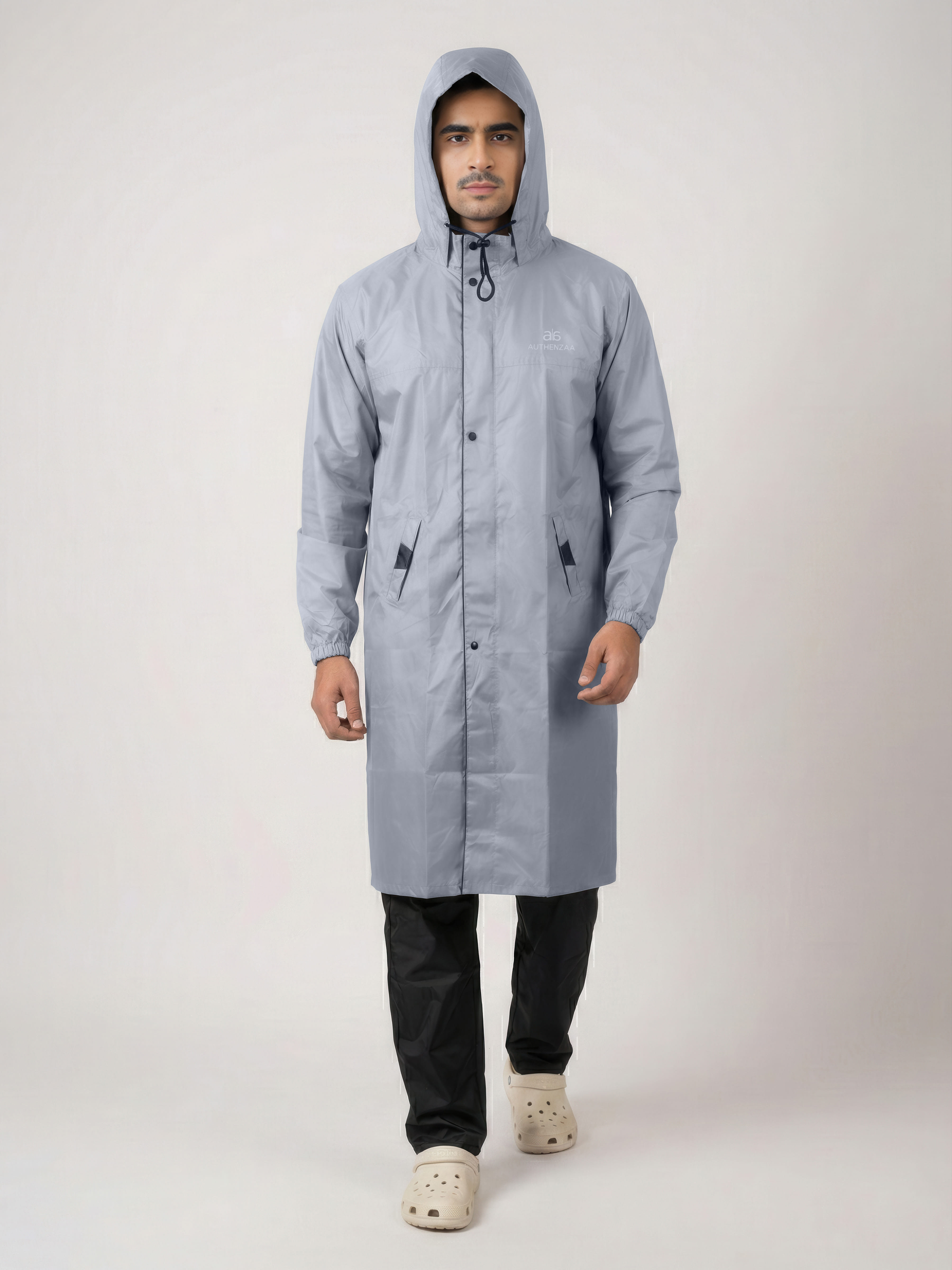 Authenzaa Men's Rain Coat -CS-RC0001 Grey
