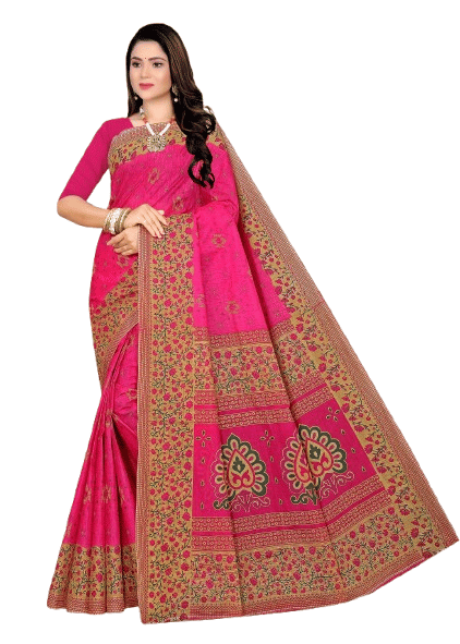 Authenzaa Women's Cotton Saree ATWS123