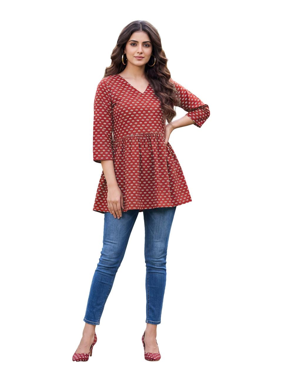 Authenzaa Women's Kurti EVWKT226, Maroon