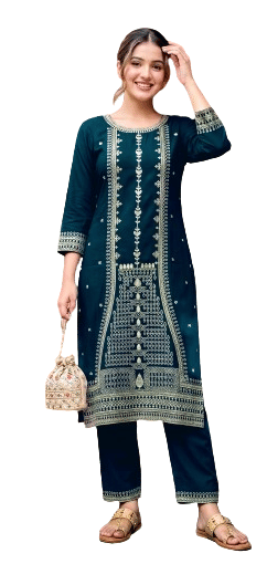 Authenzaa Women's Kurti Set DGKS002, D.Teal