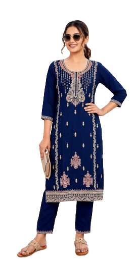 Authenzaa Women's Kurti Set DGKS003, Blue