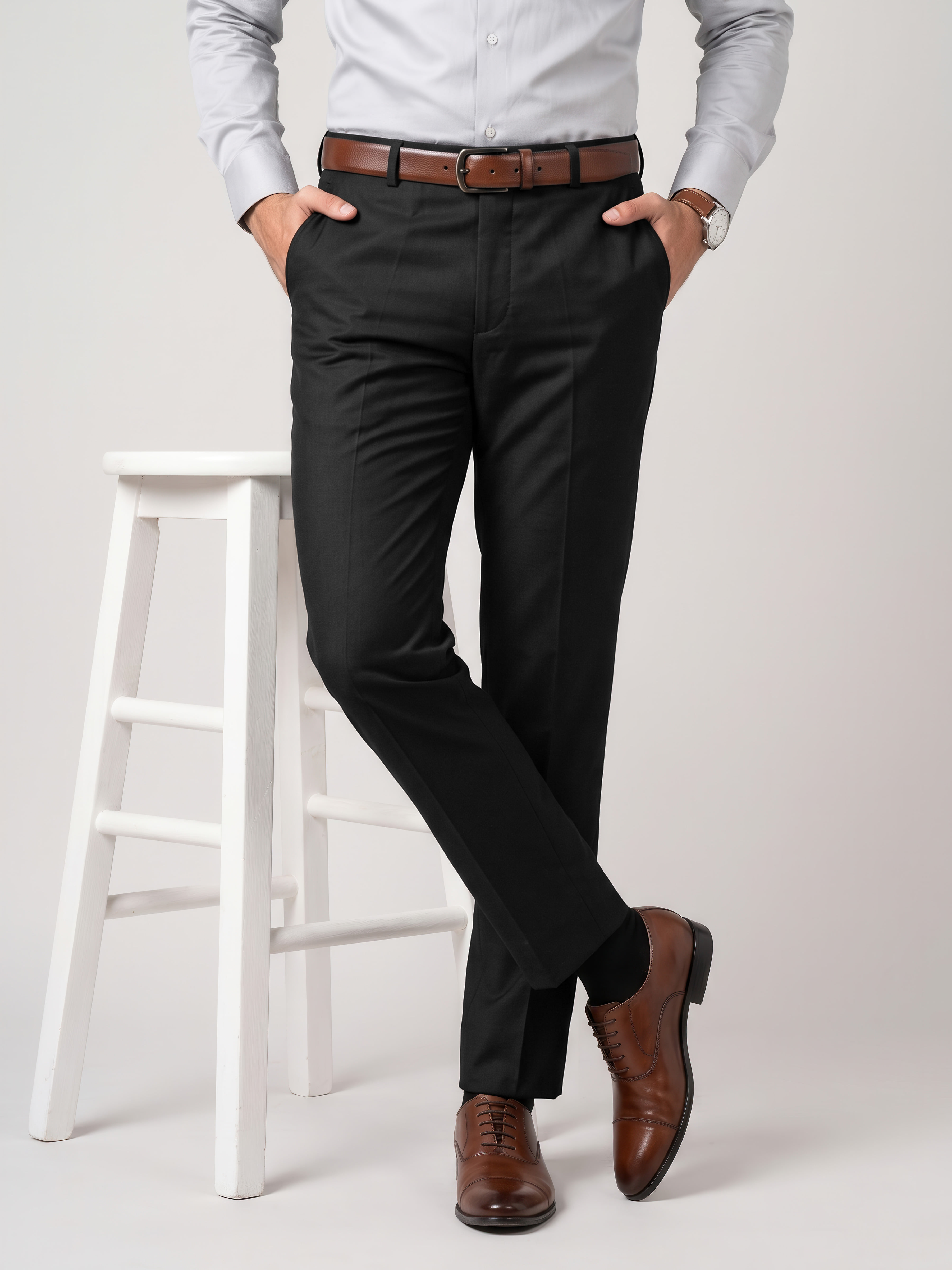 Authenzaa Men Formal Trouser 4SFF054, Black
