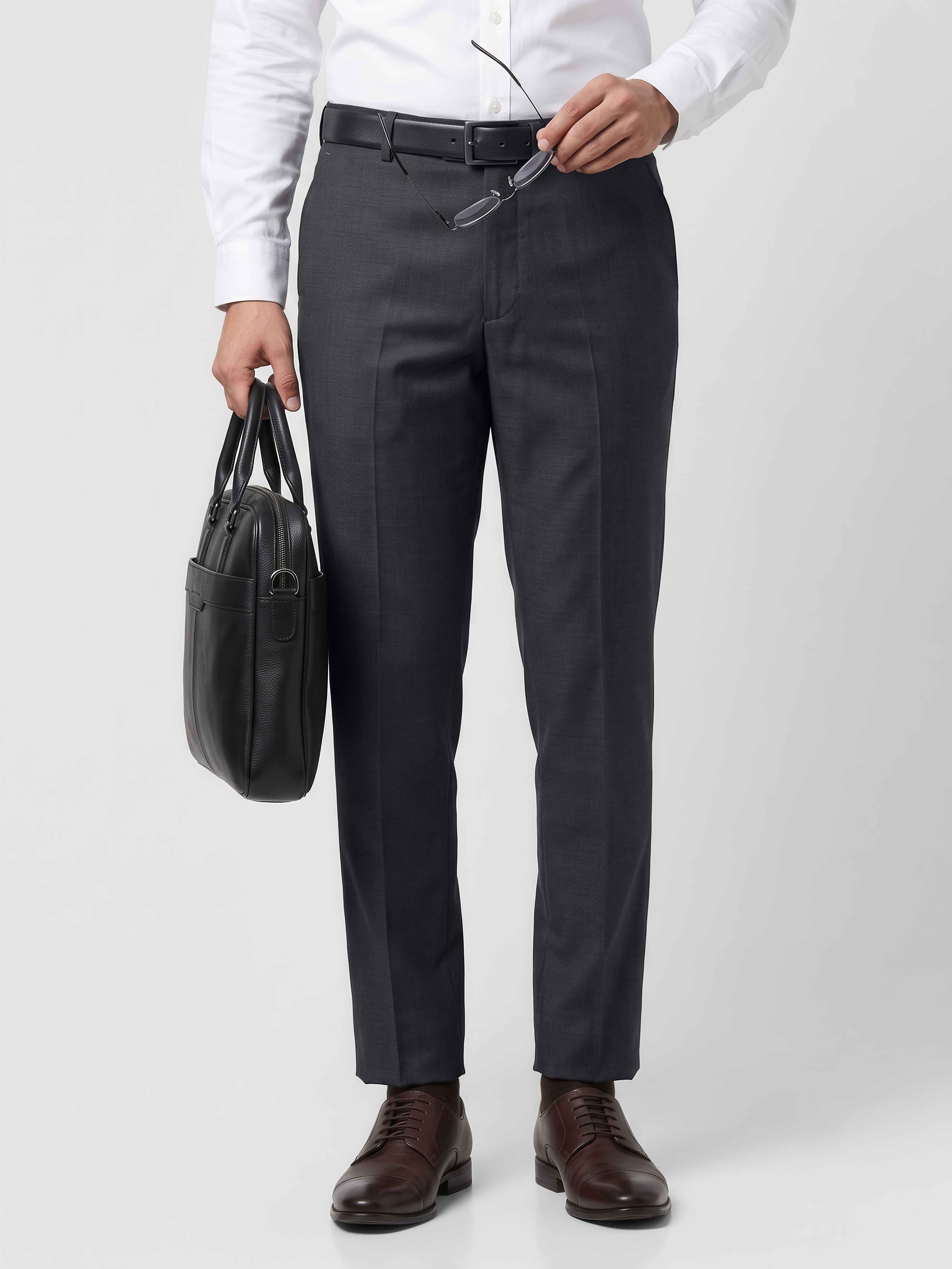 Authenzaa Men Formal Trouser 4SFRF037, D.Grey