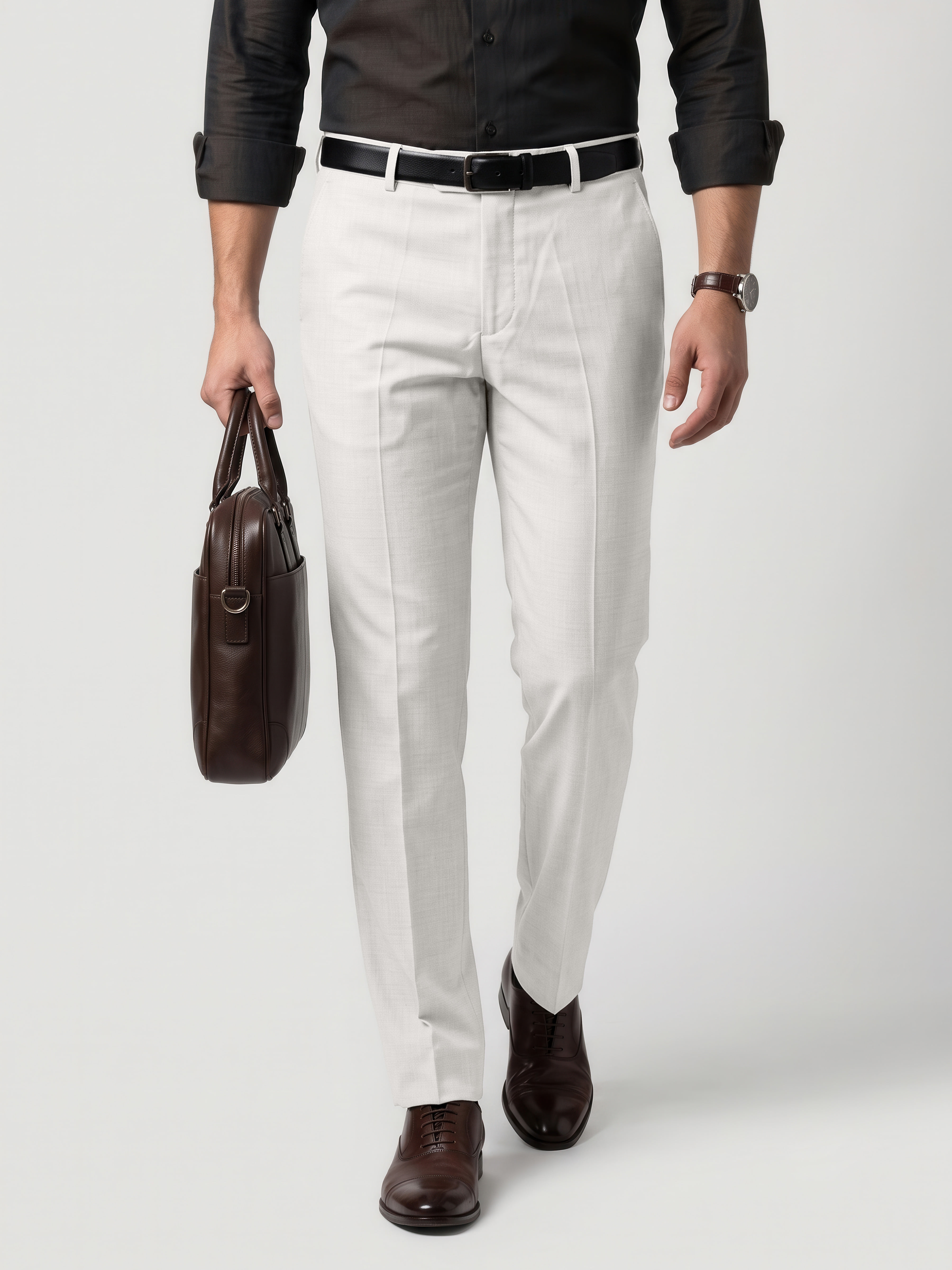 Authenzaa Men Formal Trouser 4SFRF040, L.Grey