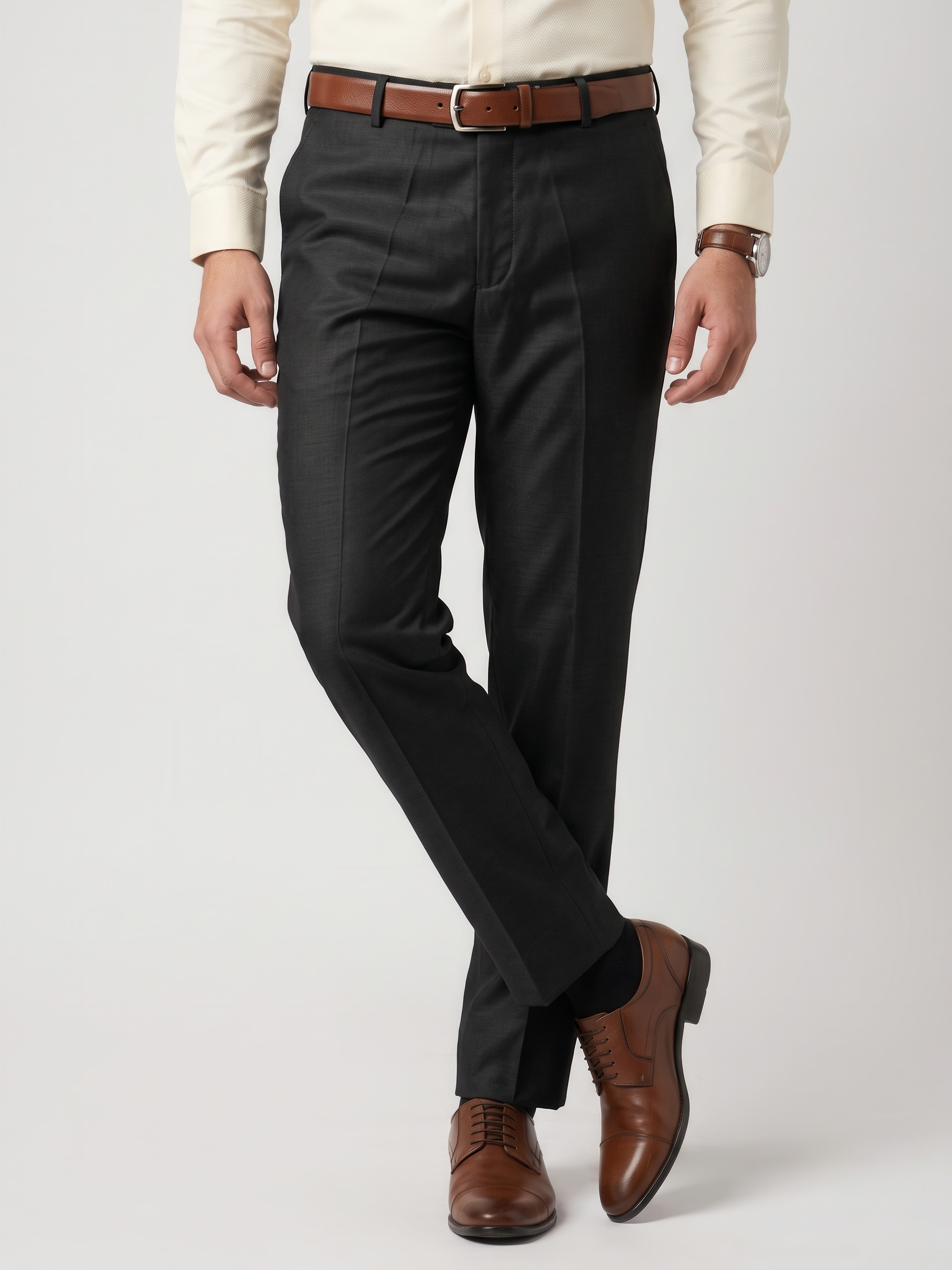 Authenzaa Men Formal Trouser 4SFRF044, Black