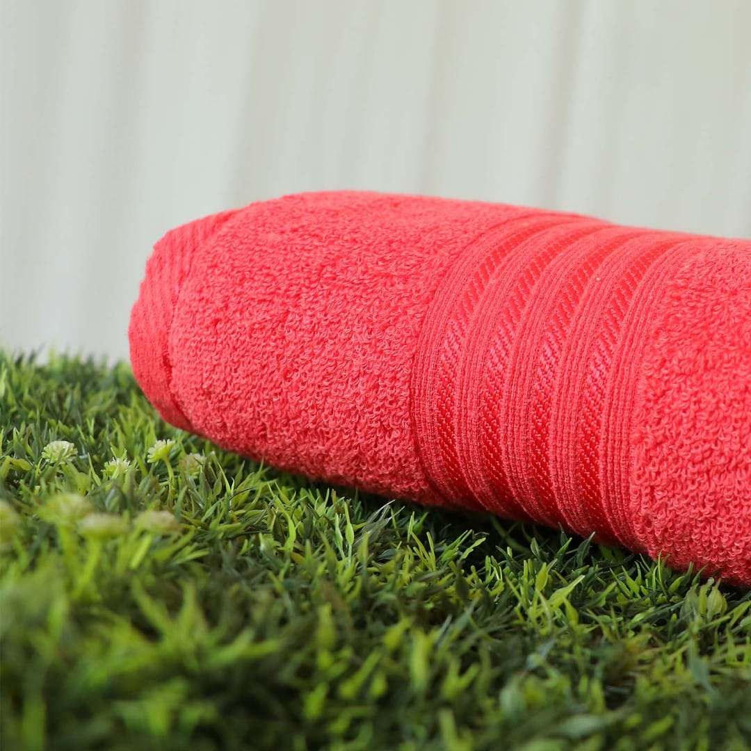 Authenzaa Terry Bath Towel -001, Red